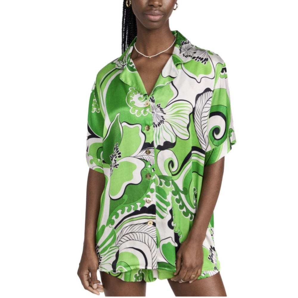 Cin Cin Green Printed Set - Troppo Bowling Shirt & Breakers Boxer Shorts XL